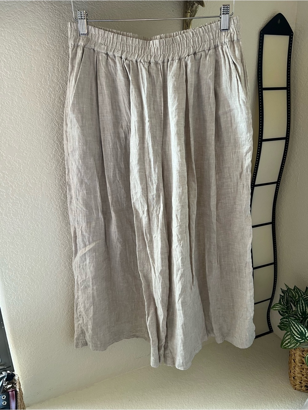 Yuvita Wide Leg Crop 100% Linen Pants